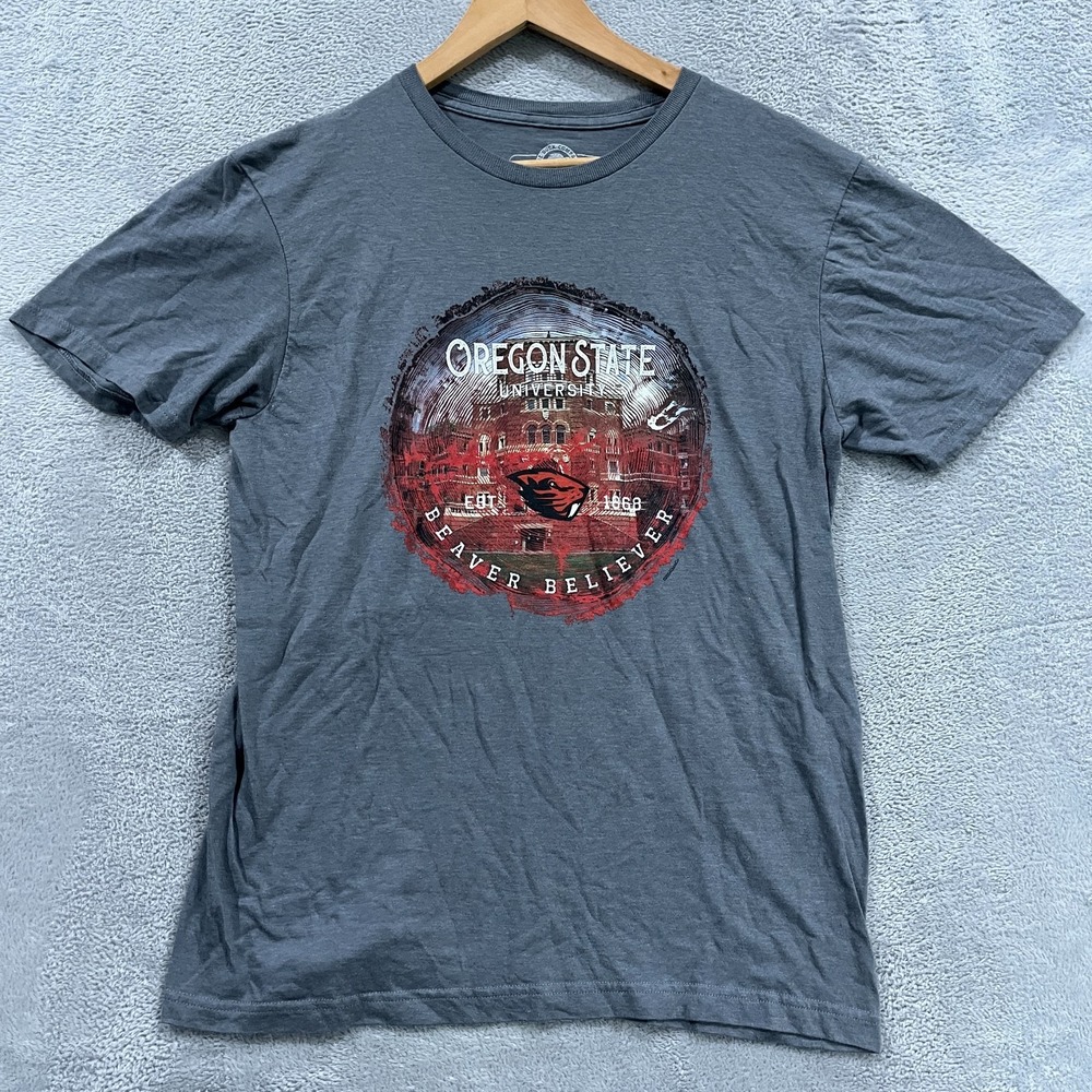 Oregon State Beavers University T-Shirt Mens Medium Gray Short Sleeve Crew Neck